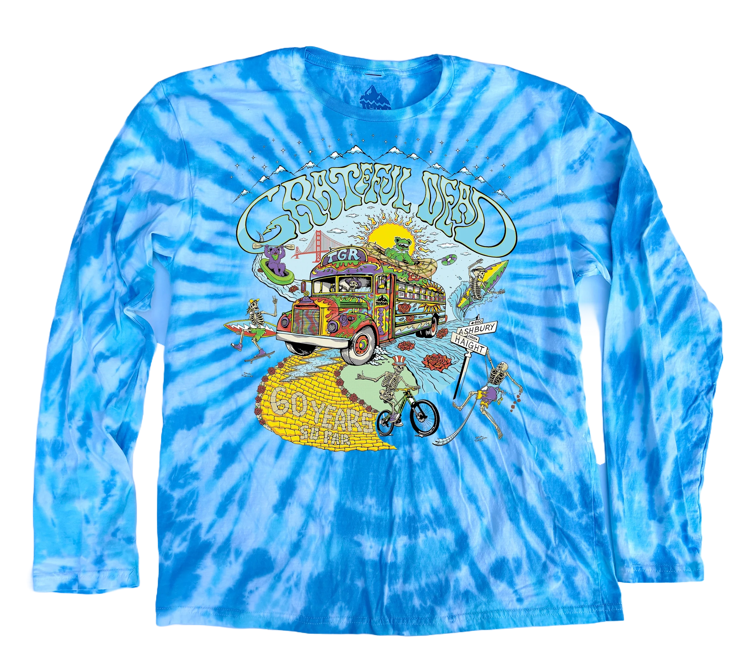 Grateful Dead 60th x Peter Forsythe Long Sleeve Tee - Blue Tie Dye