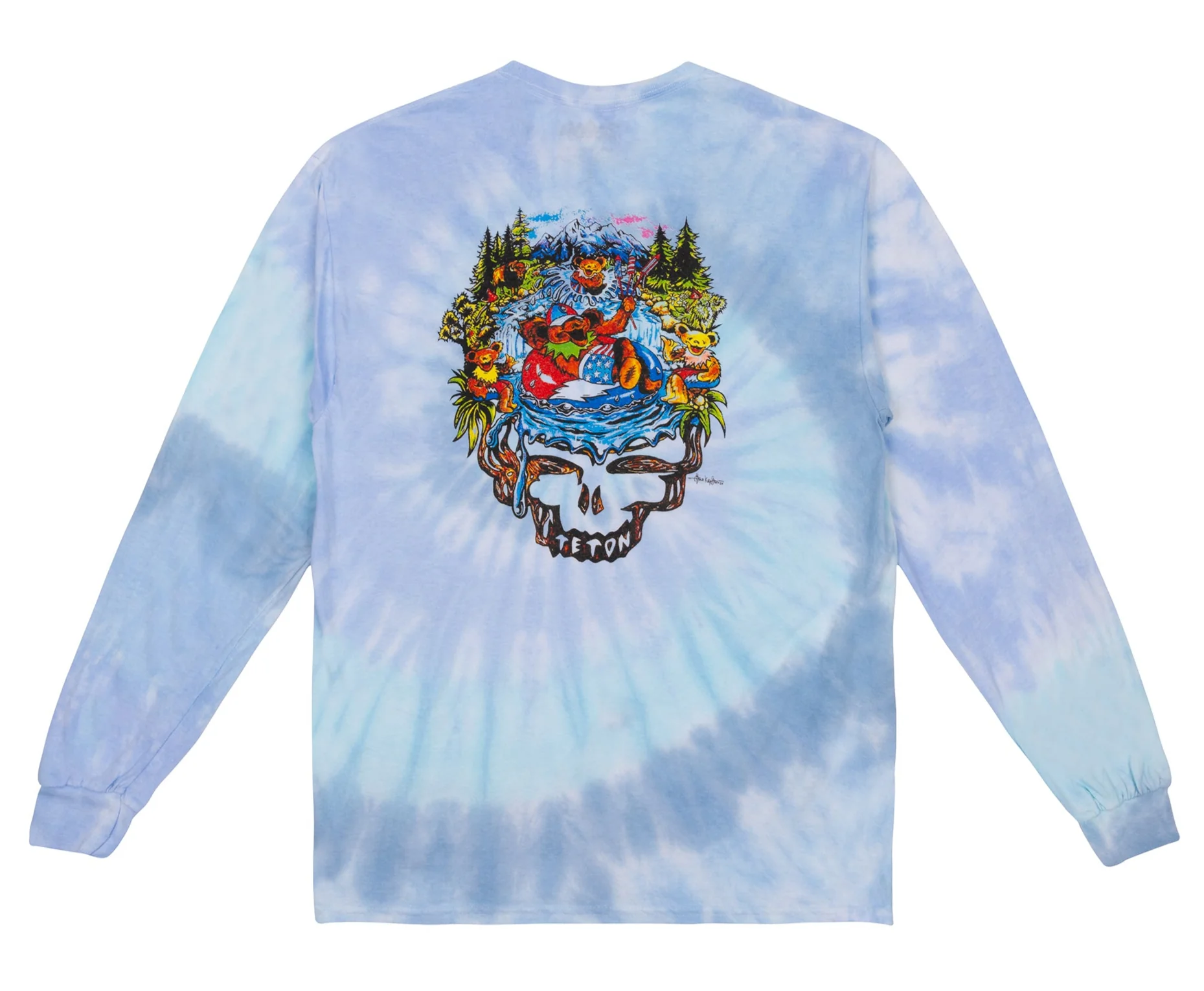 TGR x GD River Bear Long Sleeve Tee - Blue Tie Dye